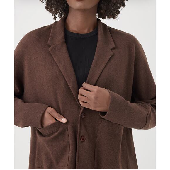 Pact Relaxed Blazer Cardigan Unisex XXL Brown Solid Organic Cotton Pockets EUC - Picture 1 of 14